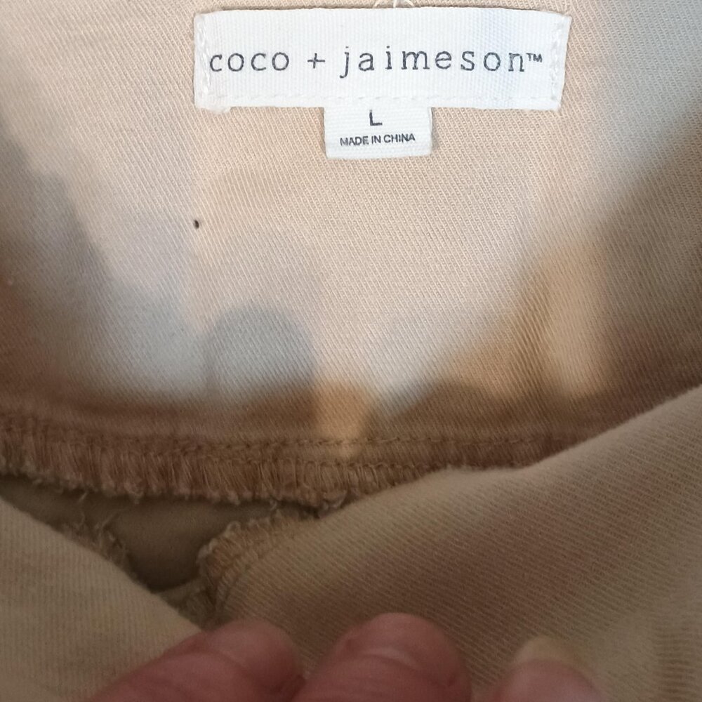 Coco & Jaimeson Shorts Women L Tan High Waisted Paperbag Smocked Tie Waist Summe - Picture 6 of 10